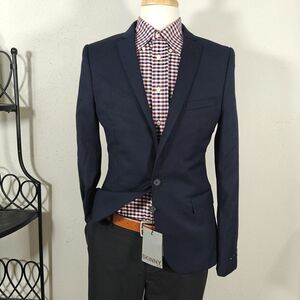 TOP MAN Men's Sport Coat Blazer Single Button‎ Deep Navy Polyester Viscose 40L